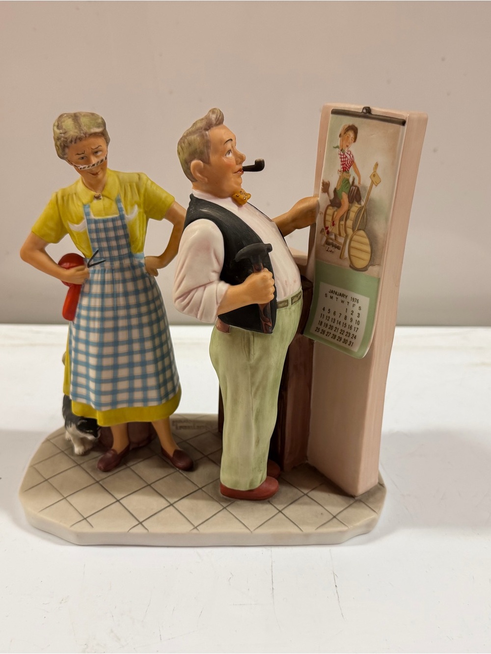 Vintage Norman Rockwell Figurine Gorham Winter New Year Look 1st Ed 1957